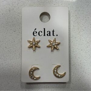 Éclat Gold Star and Moon Earrings